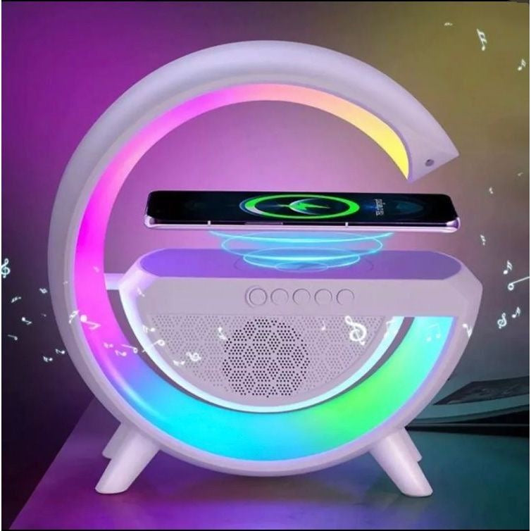 Lámpara Nocturna Multifuncional con Bluetooth, Radio y Cargador Inalámbrico