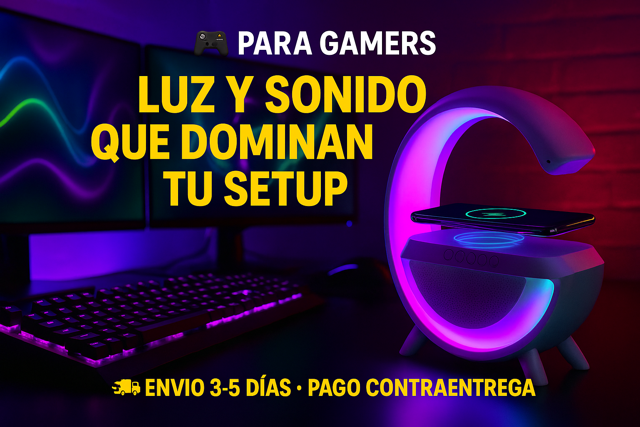 Lámpara Nocturna Multifuncional con Bluetooth, Radio y Cargador Inalámbrico