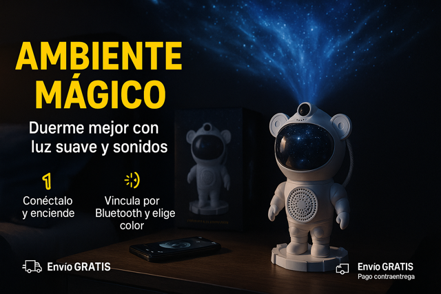 Proyector Astronauta con Luz Estelar y Parlante Bluetooth